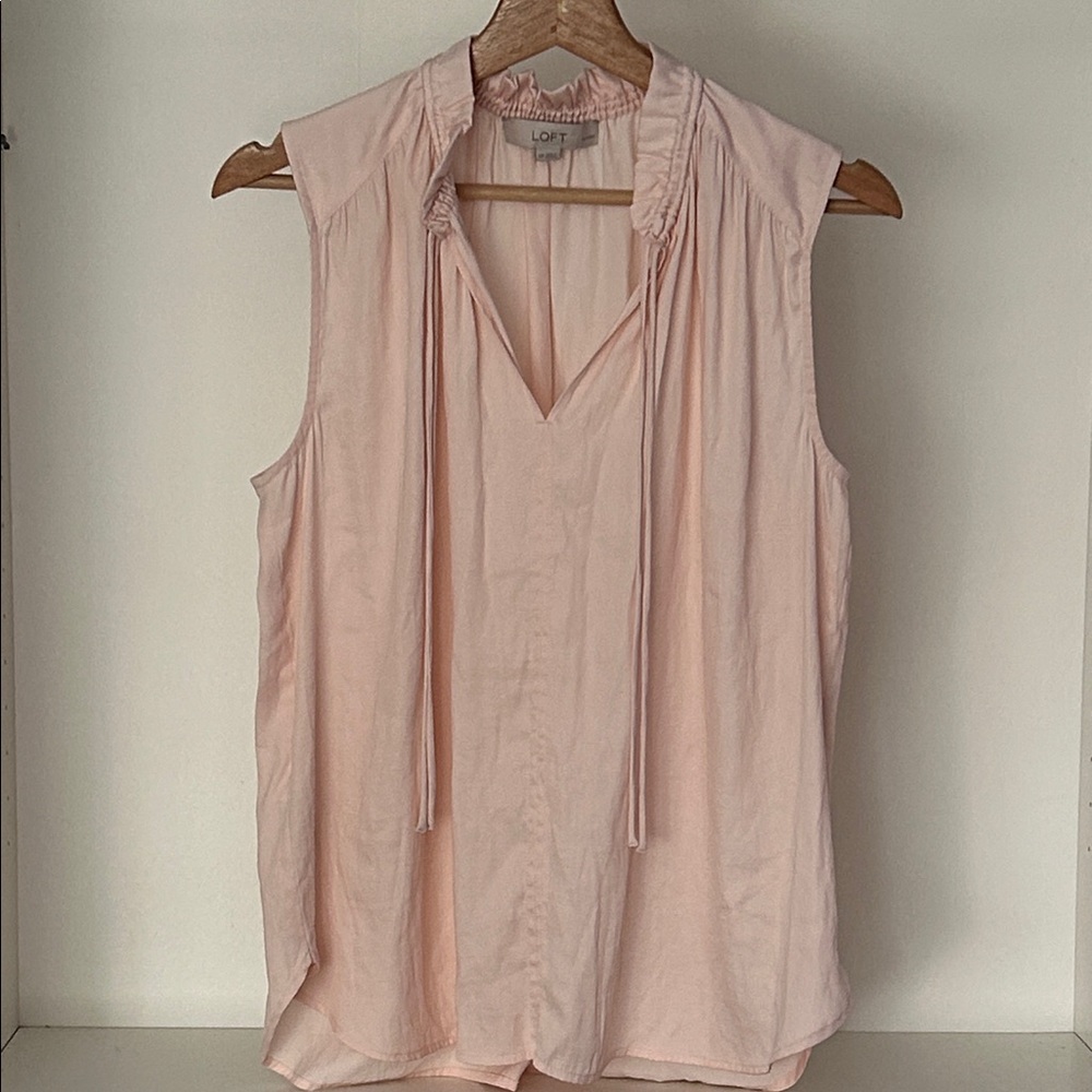 LOFT Blush Pink V-Neck Sleeveless Blouse
